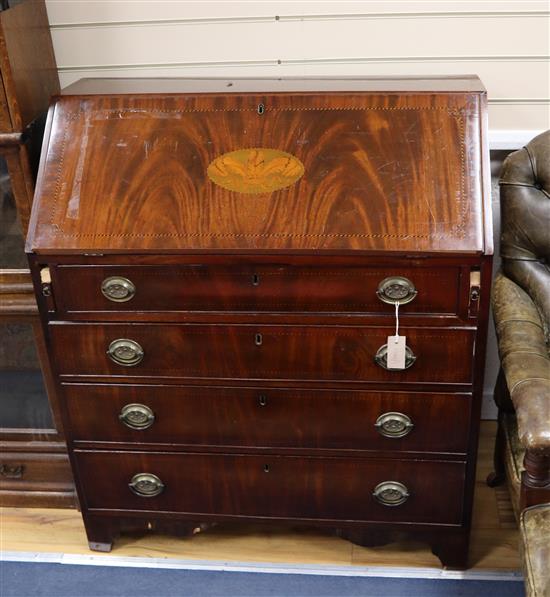 A George IV inlaid mahogany bureau W.91cm